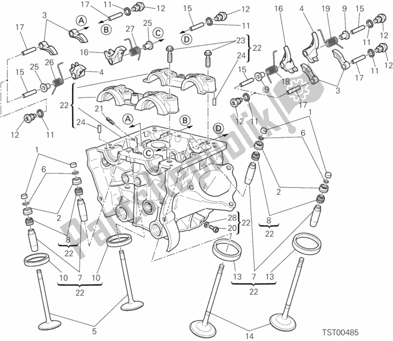 Todas las partes para Cabeza Vertical de Ducati Hypermotard SP 821 2015